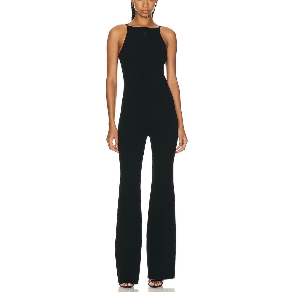 Courreges Sleek Black Milano Knit Jumpsuit Size M